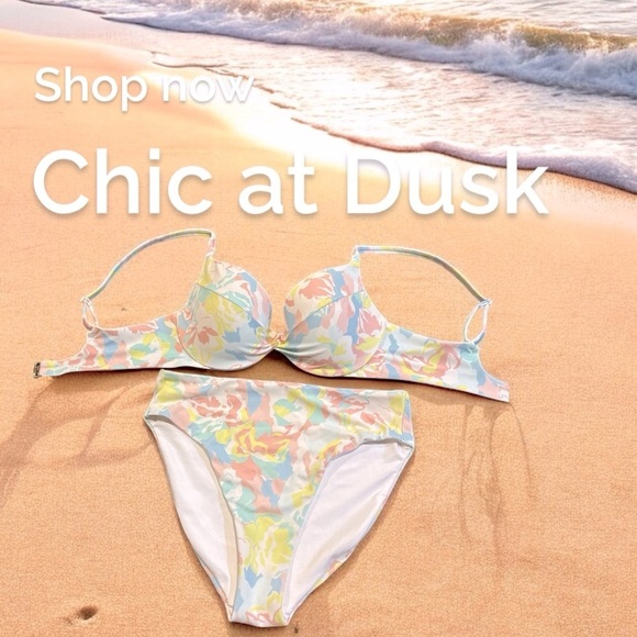 Victoria's Secret White Camo Floral Push Up Swim Bikini Top and Bottom sz S 34 C - Picture 4 of 14